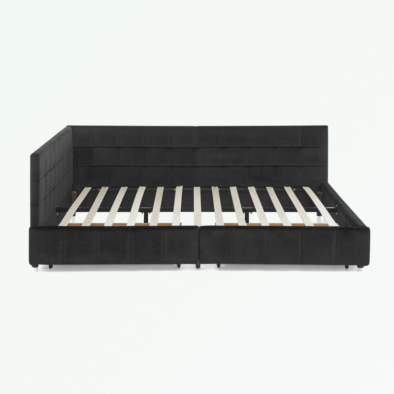 Modern Queen Size Storage Upholstered Tufted Daybed With Comfortable Backrest And Armrests For Bedroom And Living Room,