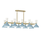 Clare Chandelier - 10-Light - Modern Brass - Baby Blue
