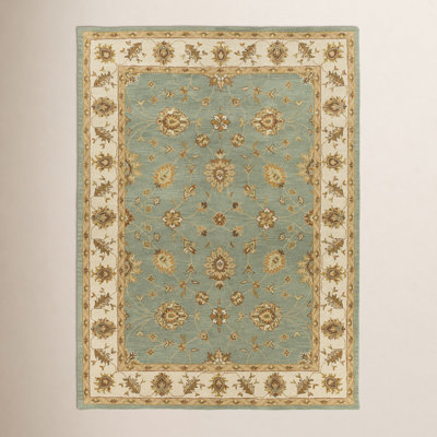 Southshore Green Hand-Woven Oriental Wool Rug