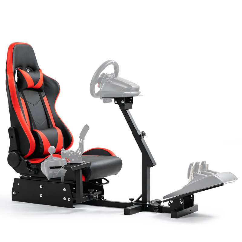 Anman Racing Simulator Cockpit with Red Seat Fits for Logitech, Not Include Steering wheel & Wheels & Pedals and Shifter Handbrake