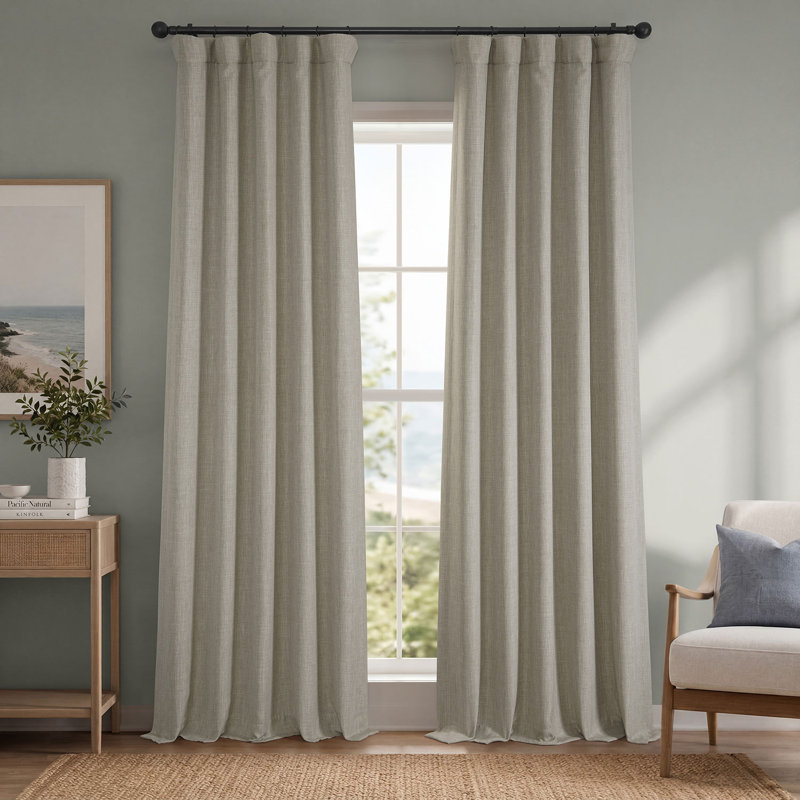 Ottis Faux Linen Room Darkening Curtain Panel, Oatmeal, 50" W x 84" L