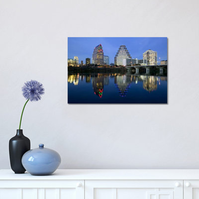 Reflection of Buildings in Water, Town Lake, Austin, Texas, USA 1 Piece Wrapped Canvas Wall Art