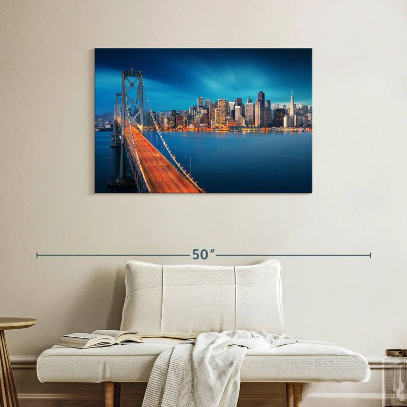 Lilie SF Bay Bridge Twilight Rush, H 26 po x l 39 po