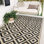 Waterproof Outdoor Rug 5X8 Ft, Plastic Reversible Rug, Modern Area Rug, Large Floor Mat For Outdoors, RV, Patio, Backyard, Deck, Picnic, Beach, Camping, Black & Beige
