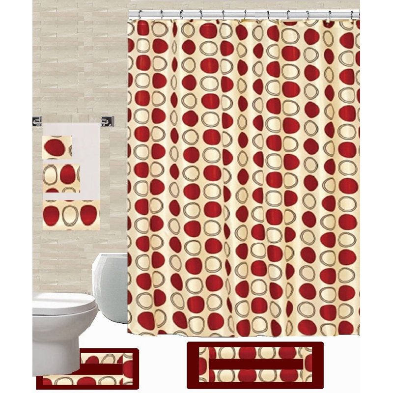 Dafyd Geometric Shower Curtain with Hooks Included