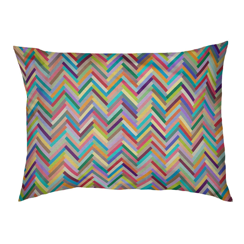 Coussin de lit pour chien chevrons Byrge, Arc-en-ciel, Grand (l 50 po x P 40 po x H 7 po), Molleton corail