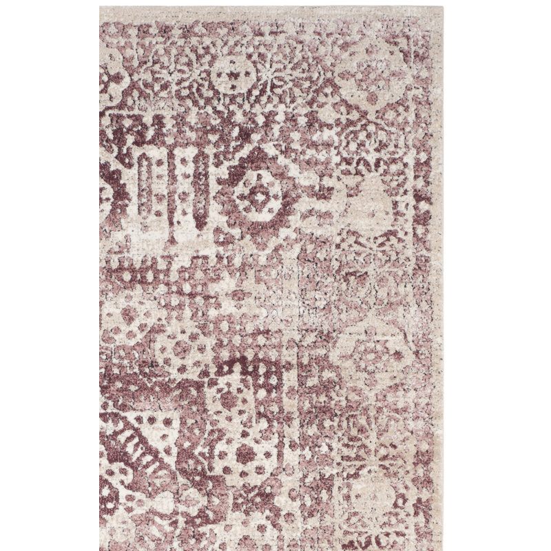Palermo Viscose Oriental Rug in Rose/Beige, Rectangle 3' x 5'