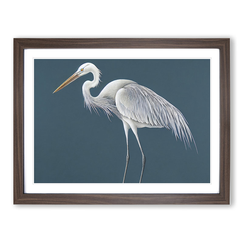 XH1022-1621X Boundless Heron Bird 1 Piece Single Picture Frame Painting, 34cm H x 46cm W x 2cm D, Walnut Framed