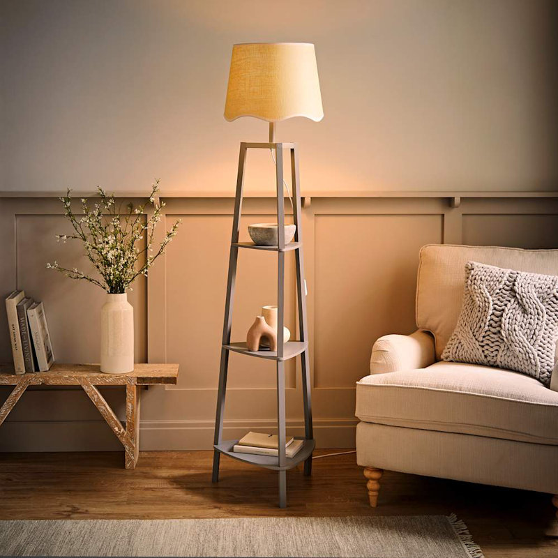 Arleigh 156.2cm Traditional Floor Lamp, Natural, No, Grey