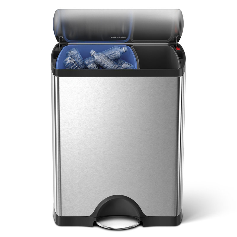 Simplehuman 46L (30/16) Rectangular Recycler, Brushed Stainless Steel