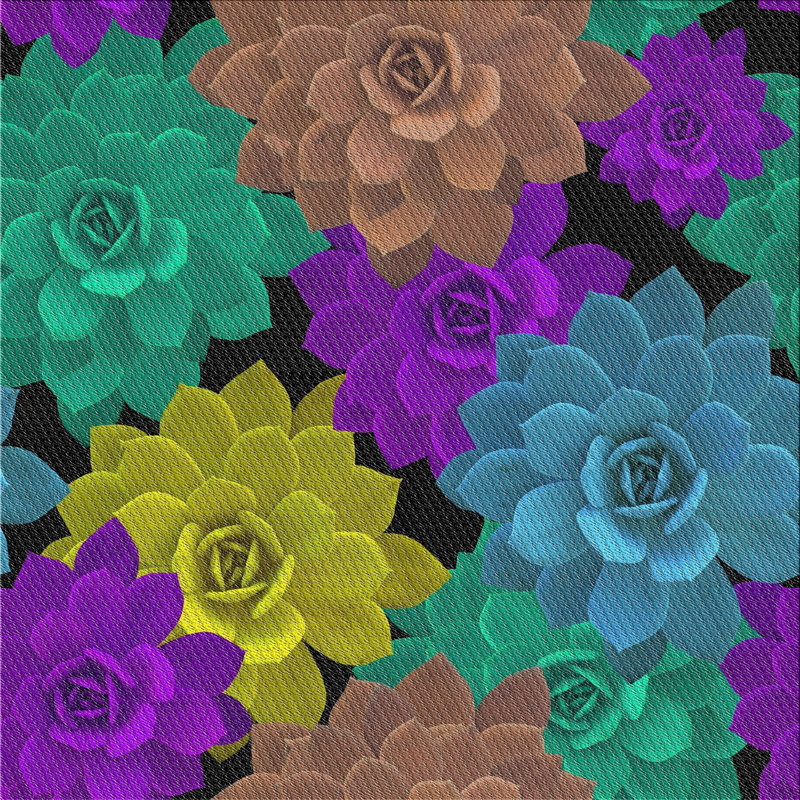Tapis mauve/jaune/vert tissé à la machine, Carré 3 pi
