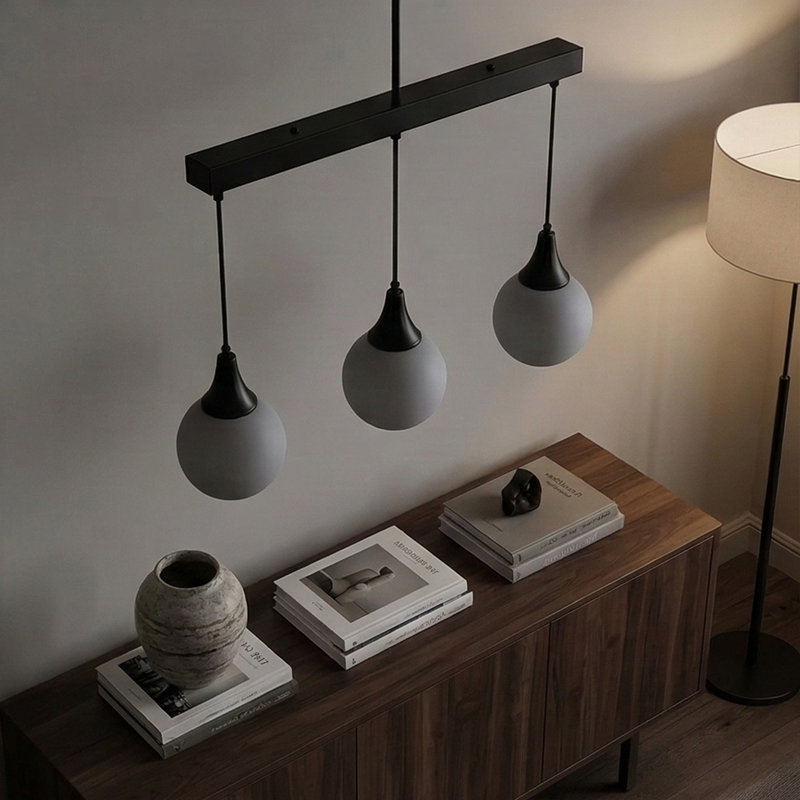 Luminaire suspendu linéaire à hauteur réglable Trio, Blanc