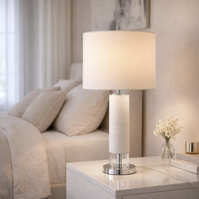 Lampe de table en céramique et cristal Sleek Cylinder