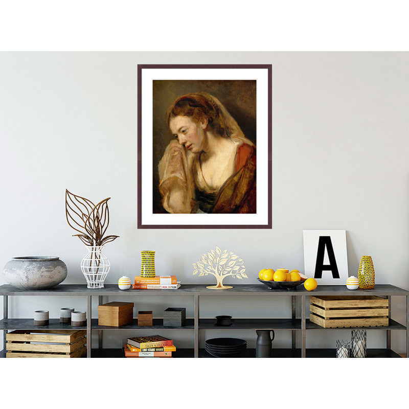 «A Weeping Woman» par Rembrandt van Rijn - Reproduction giclée encadrée, H 41,04 po x l 33,5 po