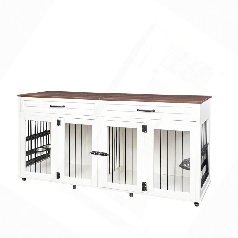 Cage pour chien, convenant aux chiens de taille moyenne à grande, cage de style meuble, avec cage en bois à double porte