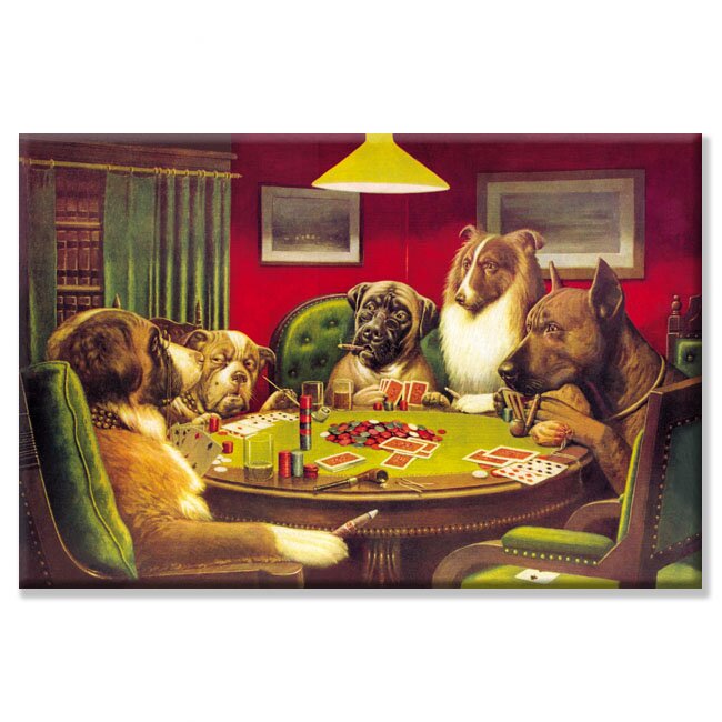 Dog Poker - 'Is the St. Bernard Bluffing?' by C.M. Coolidge Graphic Art on Wrapped Canvas