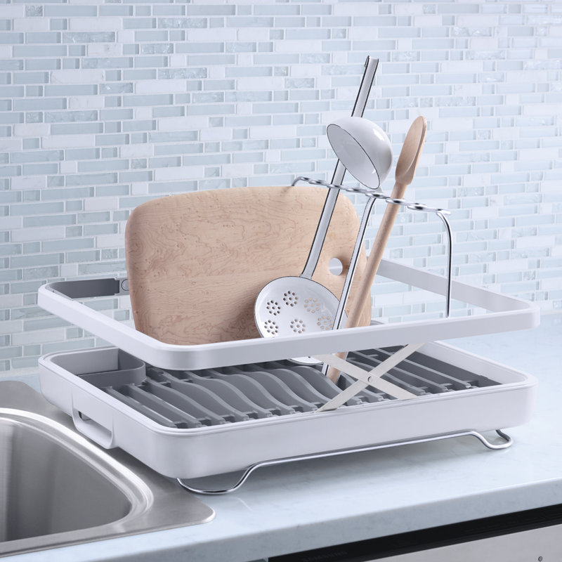 Stainless Steel Countertop Dish Rack, White