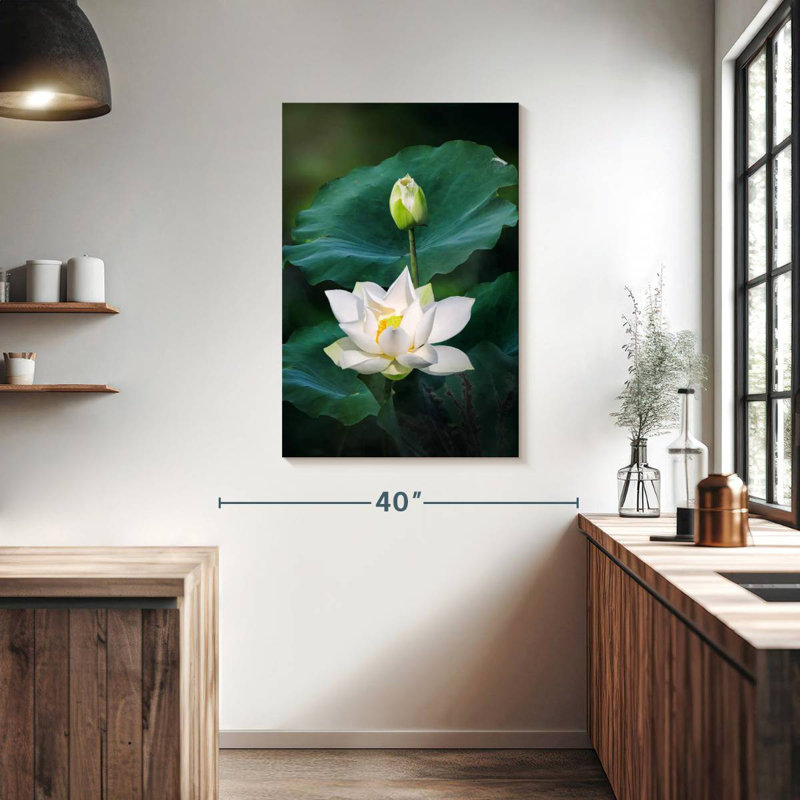 Harnek Budding White Lotuses, 39" H x 26" W