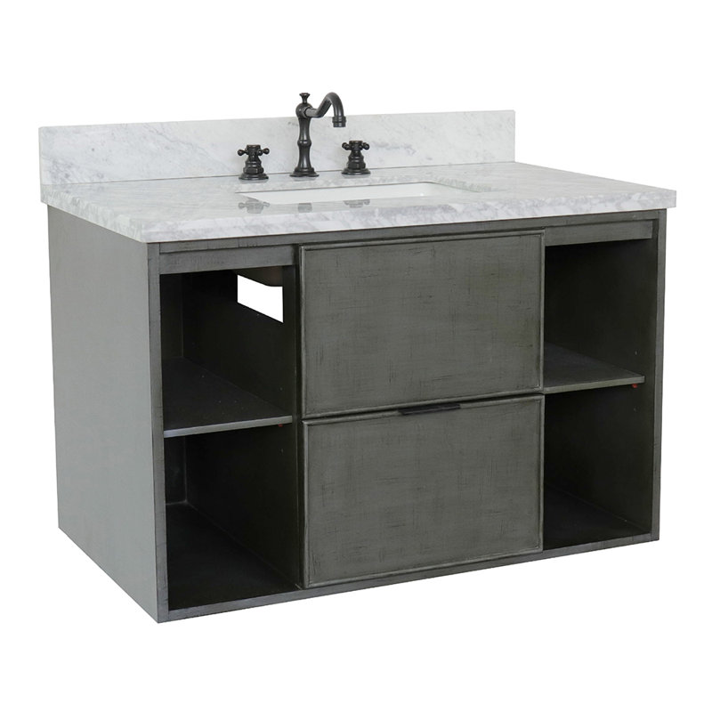 Ensemble de meuble-lavabo simple mural 37 "37", Marbre de Carrare blanc