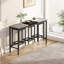 Table de salle à manger de cuisine moderne, table de pub, ensemble de table de salle à manger longue avec 3 tabourets, conception de tabouret suspendu pratique-566967112-566967115