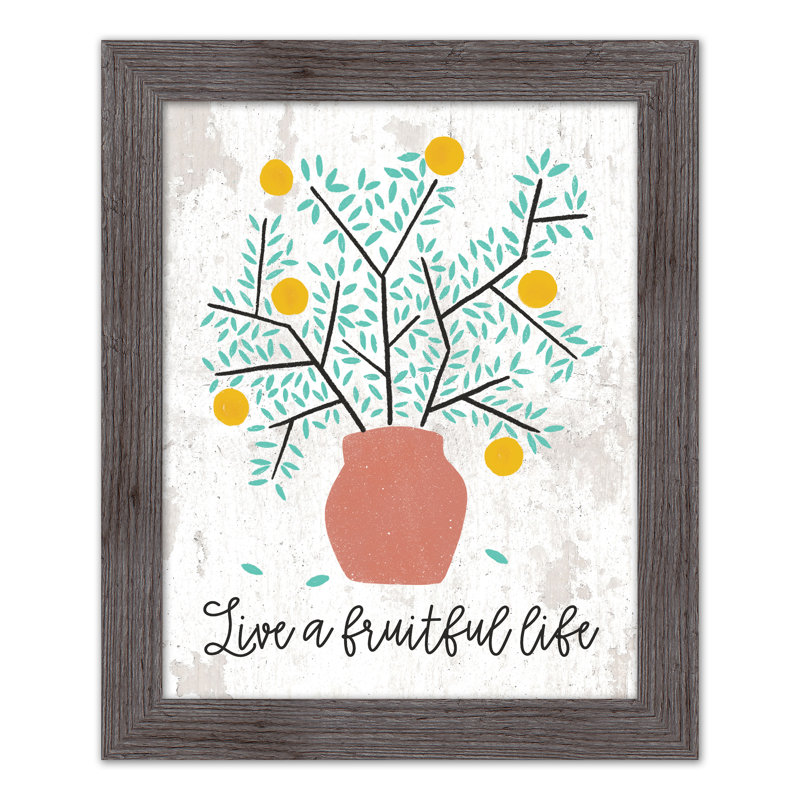 " Fruitful Citrus Tree ", 20" H x 16" W x 0.75" D, Gray