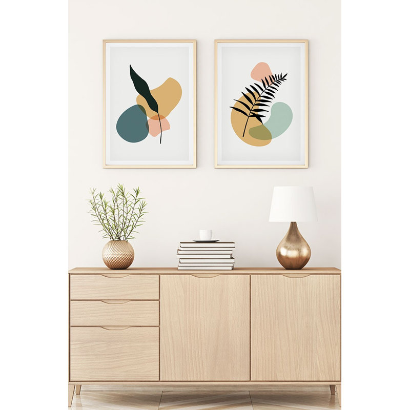Élégantes peintures décoratives en panneau de fibres à densité moyenne (2 pièces), 7,9 po x 11,8 po chacune | 100% panneau de fibres à densité moyenne avec une épaisseur de 0,12 pouce, cadre en bois massif à 100% avec une épaisseur de 1,0 pouce | Décoration murale élégante pour le salon, la chambre à coucher et le bureau