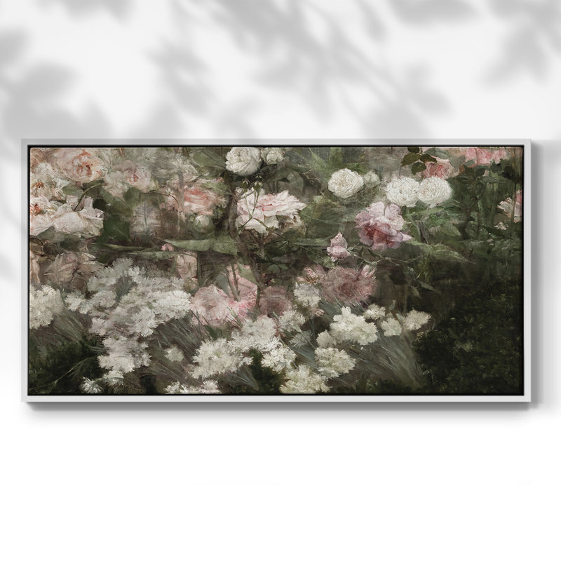 Botanical Series-CDX- Toile tendue avec châssis tendue, prête à être accrochée, H 21 po x l 41 po, Blanc