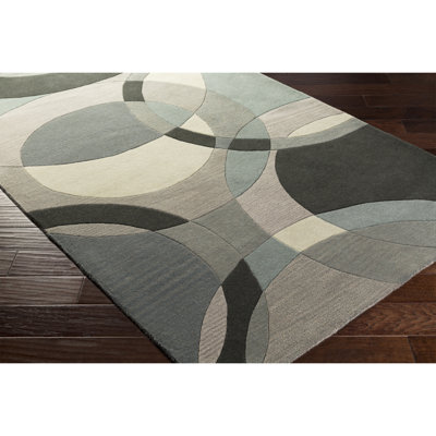 Tapis multicolore en laine touffetée à la main à motif géométrique Ayeln