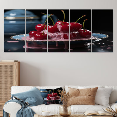 «Cherry Sundae Dessert Explosion», ensemble d'art mural 5 pièces cerise