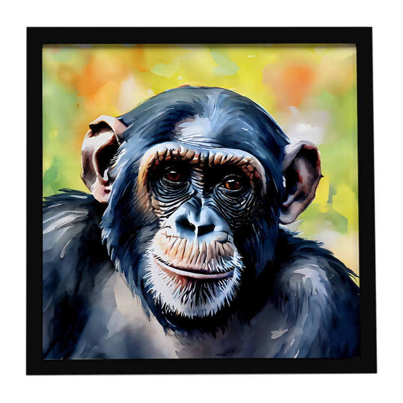 Chimpanzé, impression sur métal encadrée