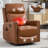 Genuine Leather Heat Massage Manual Recliner Chair With Rocker And Swivel For Living Room-1016607908