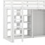 Lit mezzanine simple avec garde-robe, structure de lit mezzanine en bois avec tablettes de rangement, glissoire et DEL