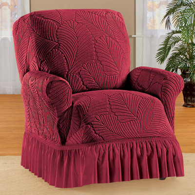 Textured Leaf Design Ruffled Skirt Slipcover