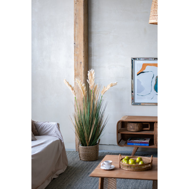 Fausse plante de pampa - 14 po de diamètre x H 45 po - vert / crème