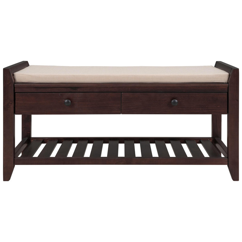 Range-chaussures avec siège et tiroirs rembourrés, banc de rangement polyvalent pour hall d'entrée (espresso), Espresso