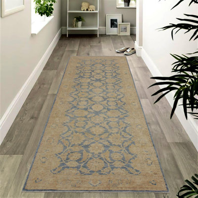 Tapis de couloir oriental en laine noué à la main 3 pi 11 po x 10 pi 11 po Fenwick Landing