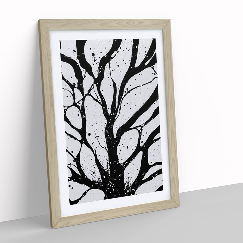 Monochrome Tree Branches No.1 - Framed Print, 34cm H x 25cm W, Oak