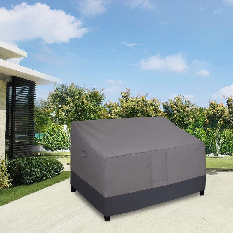 Waterproof Outdoor Loveseat, Heavy Duty 2-Seater Patio Couch, Windproof Outdoor Furniture With Air Vent (76W X 32.5D X 33H Inch, Gray/Dark Gray)