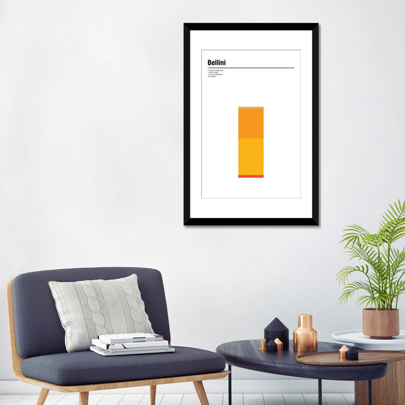 « bellini », impression sur toile, H 32 po x l 24 po x P 1 po, Papier d'art encadré noir, Blanc
