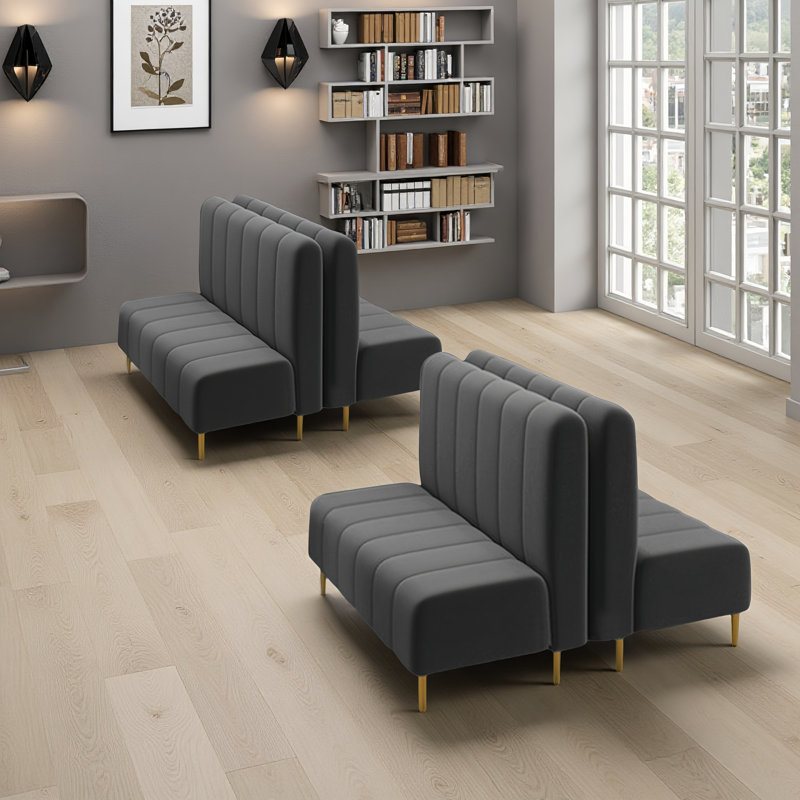 Ensemble de banc de réception en velours, Gris