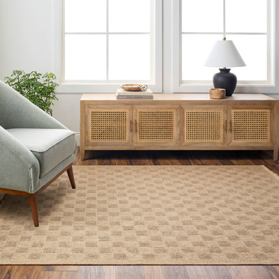 Outdoor Jute-Look Checkered Rug Tan/Brown_MGE2310