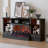 Electric Fireplaces 70" TV Stands with Charging Station for TVs Up To 80'', Wooden LED Entertainment Centers With Electric Fireplaces & Multi-functions Console Tables-1103096598-1092062286