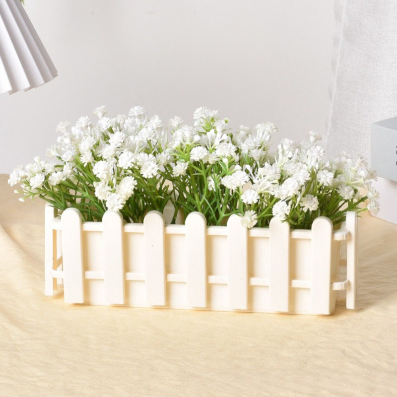 3Pcs Classic Picket Fence Planter Boxes Rectangular Planters Window Box Design For Outdoor Plants