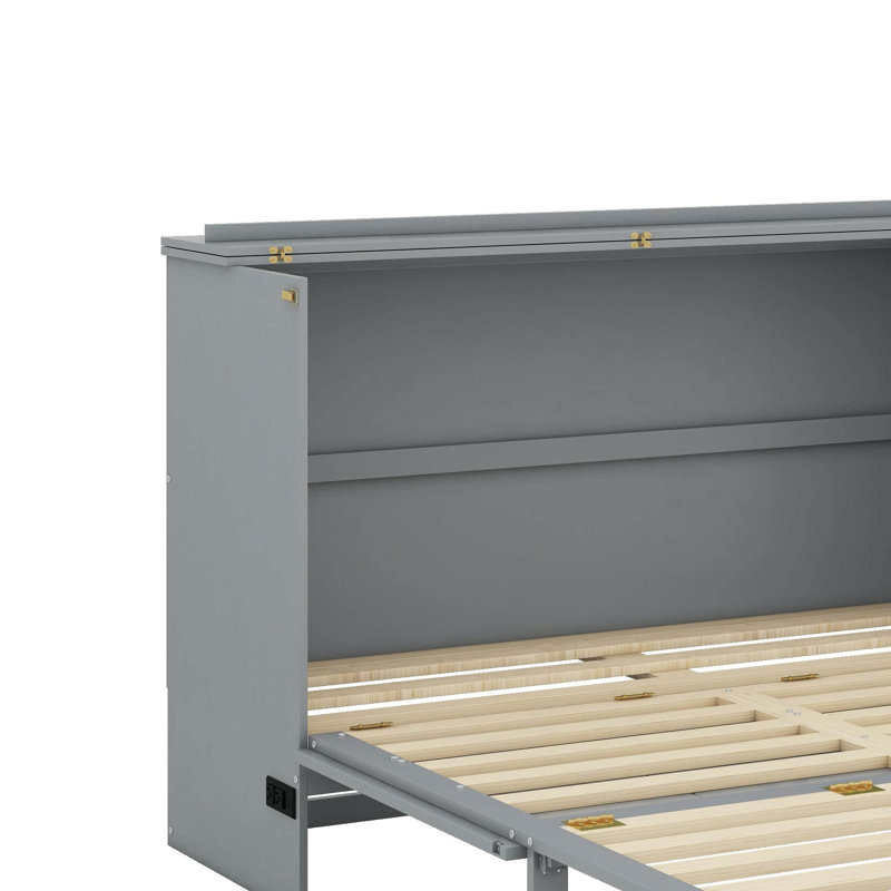 Grand lit escamotable avec tiroirs,  Gris, Grand lit
