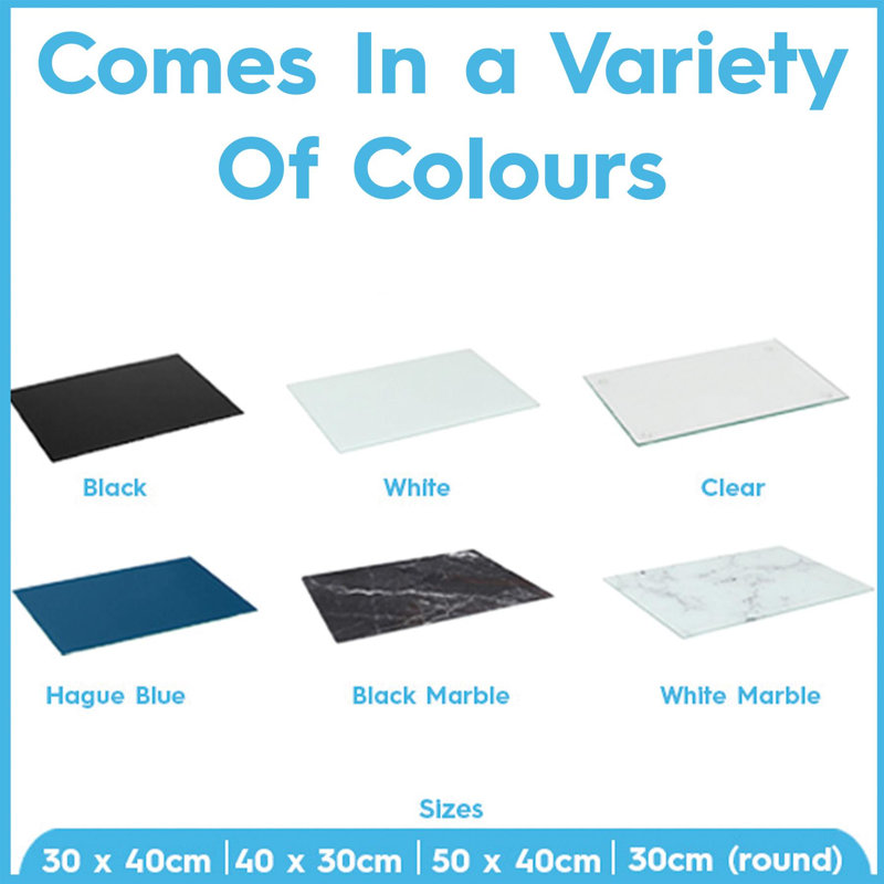 Harbour Housewares - Rectangular Glass Chopping Board, 40cm L x 30cm W