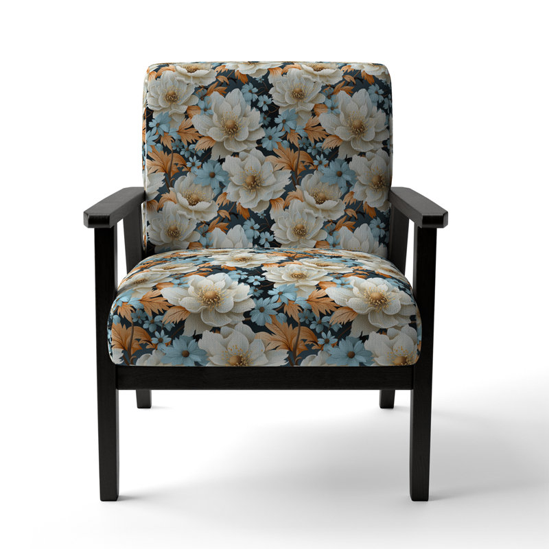Fusion industrielle ivoire à motif floral - Chaise rembourrée de style campagnard, Chaise d'appoint ivoire