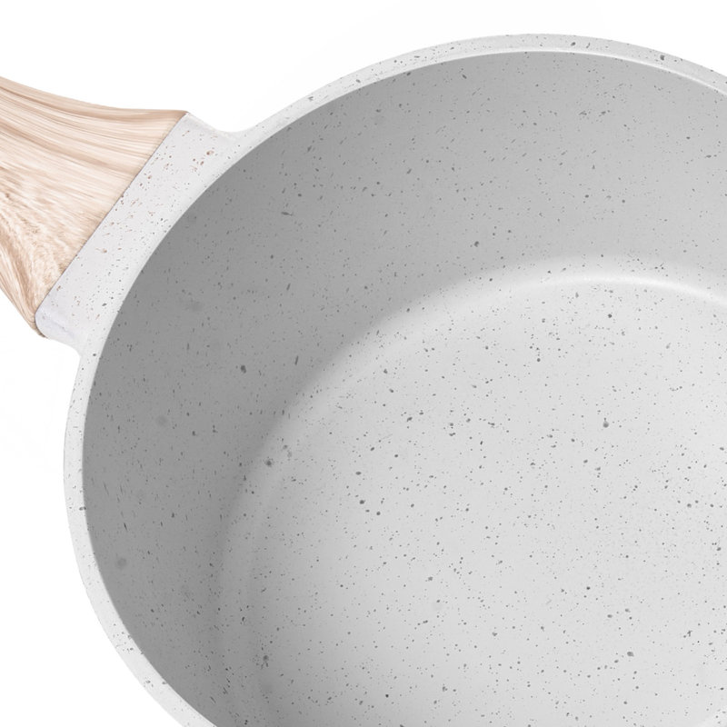 Casserole de 1,5 pte, casserole antiadhésive avec couvercle en verre trempé, casserole de cuisson polyvalente avec poignée détachable, petite casserole de cuisine avec revêtement, compatible avec l'induction, blanc