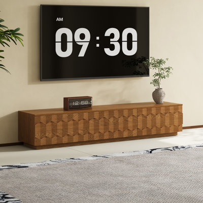 71" Brown Wood Grain Combination Tv Cabinet