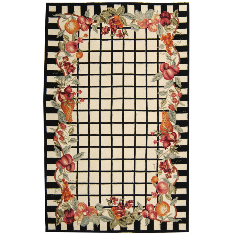 Tapis floral en laine crocheté à la main Kinchen, Rectangle 3 pi 9 po x 5 pi 9 po