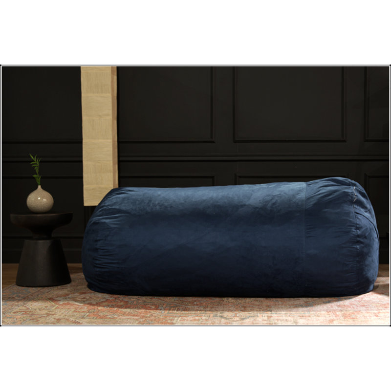 Fauteuil à billes en suède cylindrique traditionnel de 8 pieds Jasper, bleu, siège doux et confortable pour les maisons modernes
